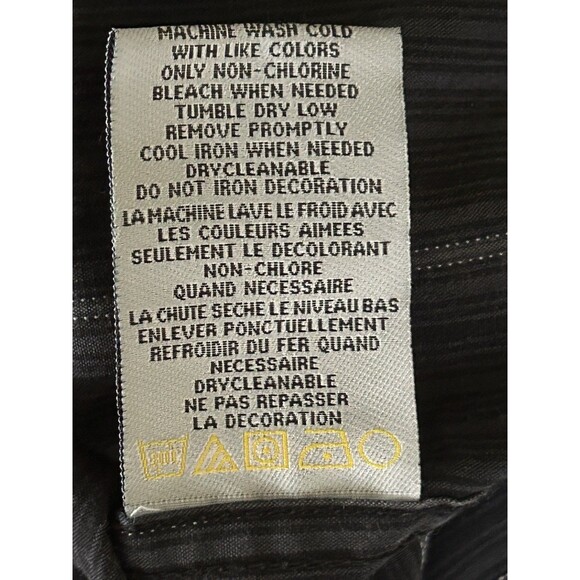 Quiksilver Button Up Black White Pin Stripe Floral Cuff Size XL - Picture 10 of 10